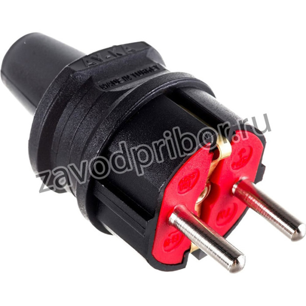Вилка 16А 250В с/з прямая, черный 7911500