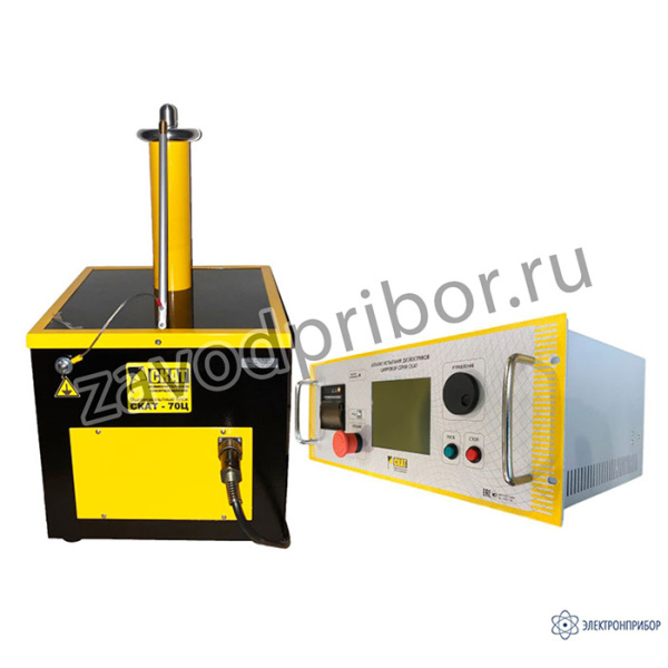 СКАТ-70Ц-С — аппарат испытания диэлектриков цифровой (измерительный блок для монтажа в стойку, высоковольтный блок 70 кВ в металлическом корпусе)