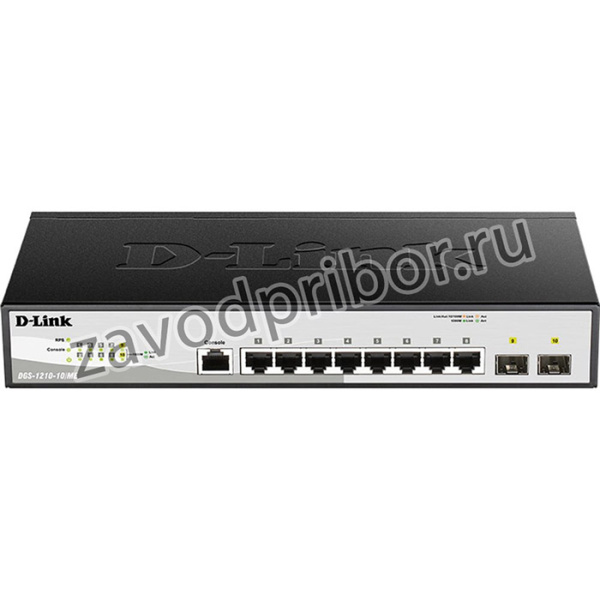 Управляемый l2 коммутатор Dgs-1210-10/me/a1a с 8 портами 10/100/1000base-t и 2 портами 1000base-x sfp DGS-1210-10/ME/B2A
