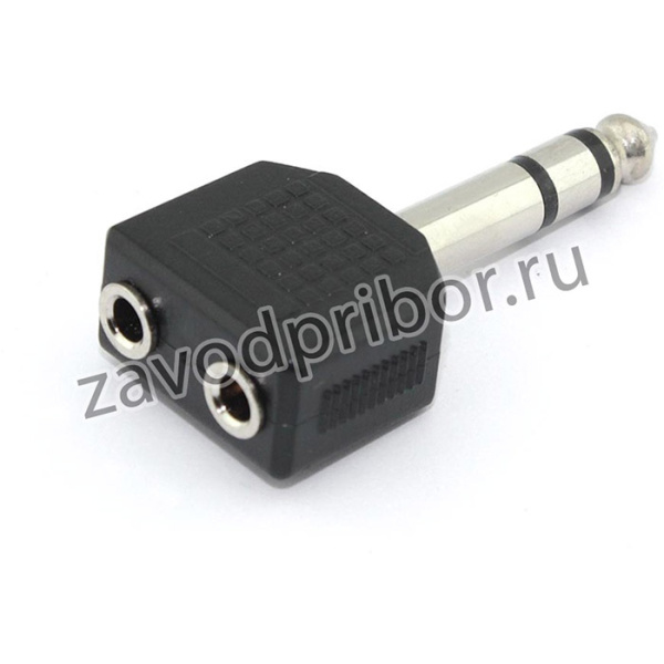 Разетвитель Jack 6,3 мм папа - 2 miniJack 3.5 мм мама