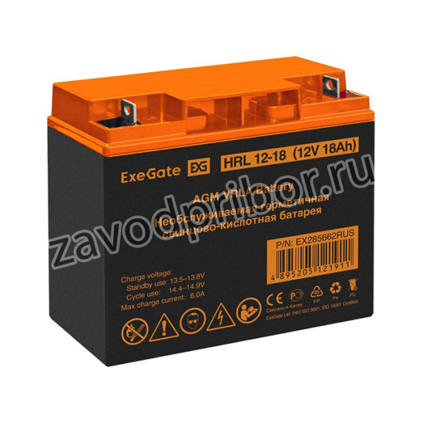 АКБ ExeGate HRL 12-18 (12V 18Ah, клеммы F3 (болт М5 с гайкой))