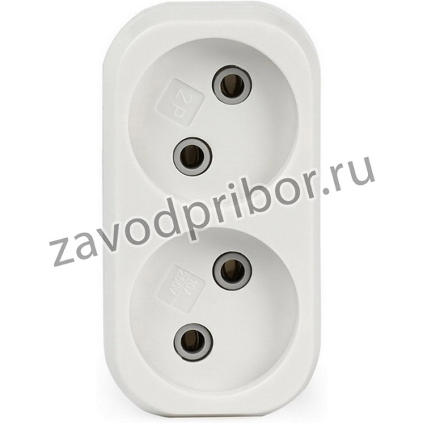 Разветвитель Smartbuy, 2 гнезда без заземления плоский 10А 250B (SBE-10-A02-2)