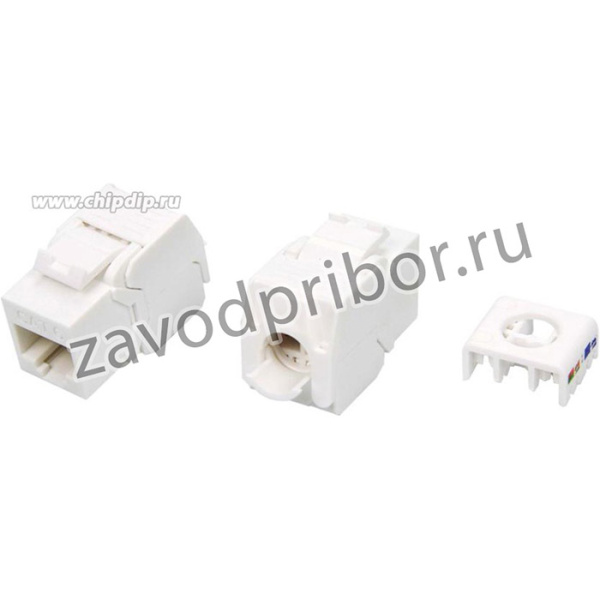 01 Hyperline KJ8-8P8C-C6-180-TLS-WH Вставка Keystone Jack RJ-45(8P8C), категория 6, тип 180 градусов, Toolless, белая