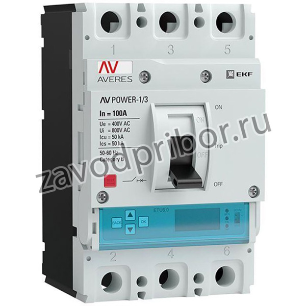 Выключатель автоматический 3п 100А 50кА AV POWER-1/3 ETU6.2 AVERES EKF mccb-13-100-6.2-av
