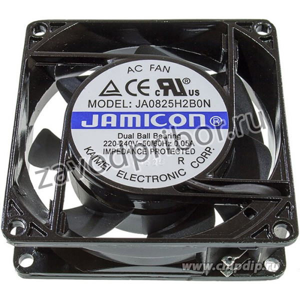 JA0825H2B0N-T, Вентилятор осевой, 220В, 80х80х25мм подшипник качения, клеммы