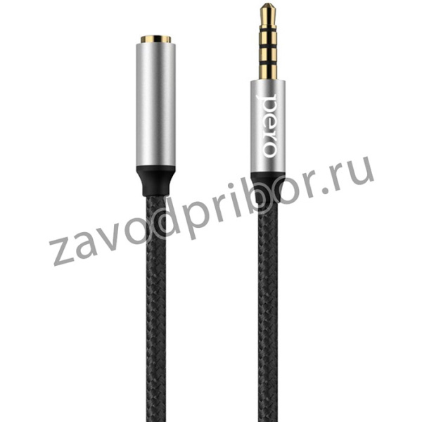 Кабель удлинитель PERO MC-03 JACK 3.5, 2м, Black