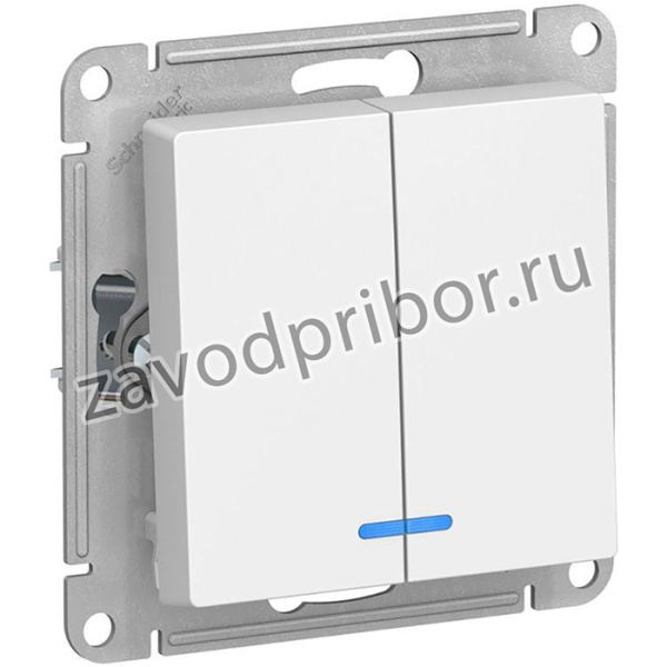 Выключатель 2-кл. СП AtlasDesign 10А IP20 (сх. 5а) 10AX с подсветкой механизм бел. SE ATN000153