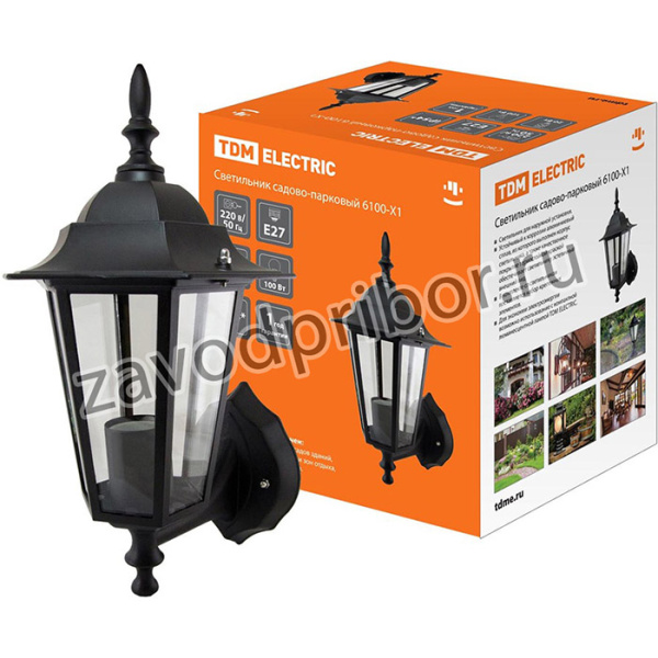 Светильник 6100-01 садово-парковый шестигранник, 100Вт, вверх, черный TDM