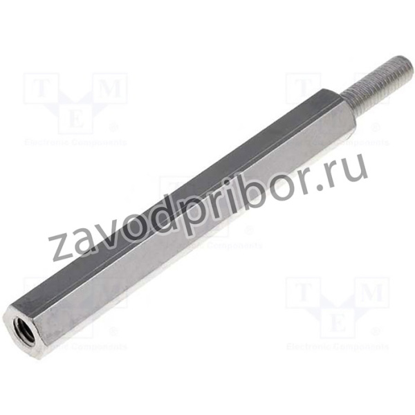 HTSN-M3-40-6-2, Дистанцирующая стойка с резьбой; 40мм; Внутр.резьба: M3; латунь