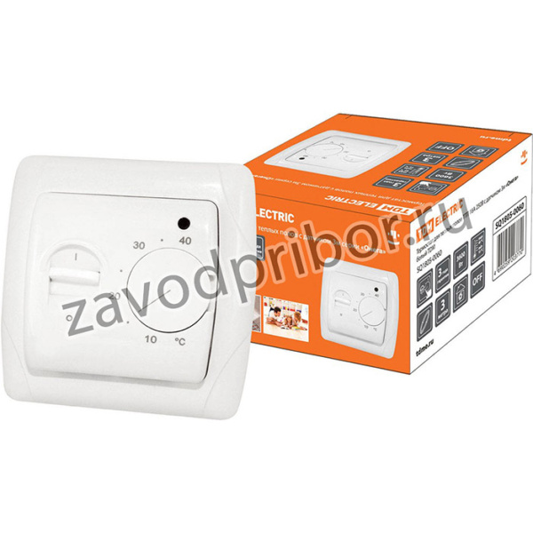 Термостат для теплых полов ТТП 16А 250В с датчиком 3м "Онега" белый TDM