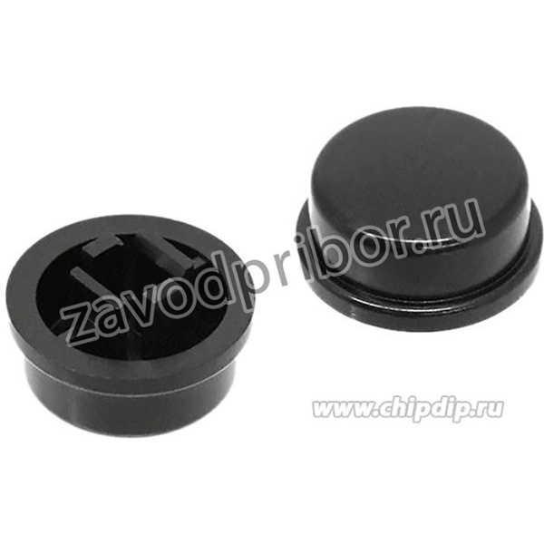 SWT-9R-BK L-KLS7-TSC12-RB, колпачок для кнопки 12x12 черный круглый, h=5.8мм