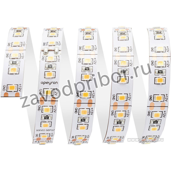 00-51, Лента светодиодная,теплый белый, 12В, 14.4Вт/м, 120SMD(2835)/м, 1400Лм/м,IP20, цена за катушку 5м