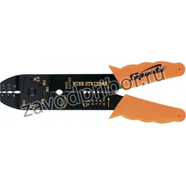 177505, Щипцы, 210 мм, для зачистки электропроводов и обжима контактных кле мм, 1, 5-6, 5 мм SPARTA 177505