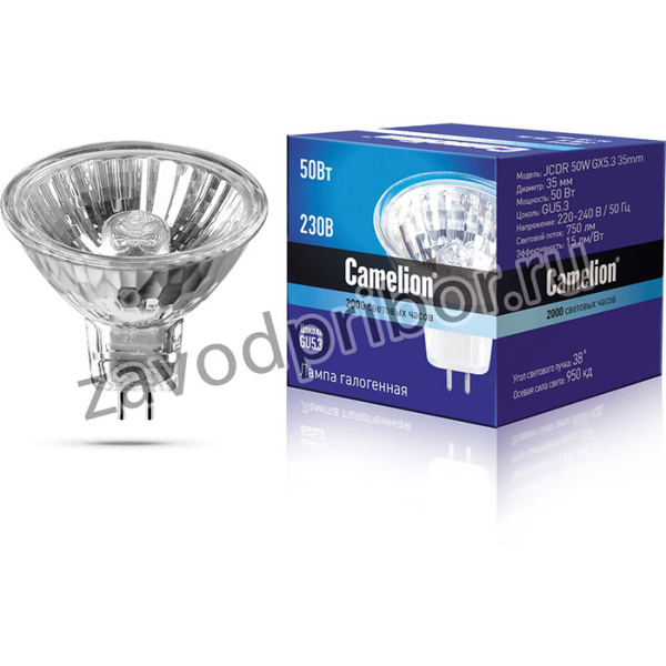 Camelion JCDR 50W GX5.3 35mm (Эл.лампа галоген.с защ.стеклом, MINI MR11, 220V, 35mm, 2000 часов)