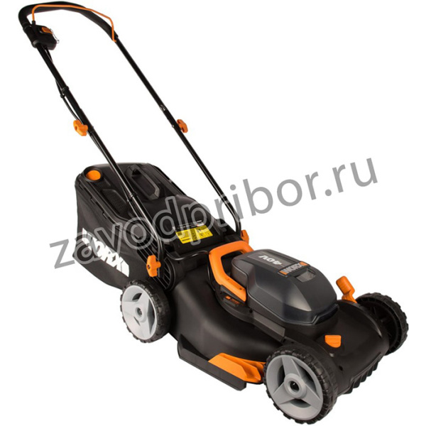 Газонокосилка аккумуляторная 2х20В 40 см 2х4 Ач двойное ЗУ WG743E