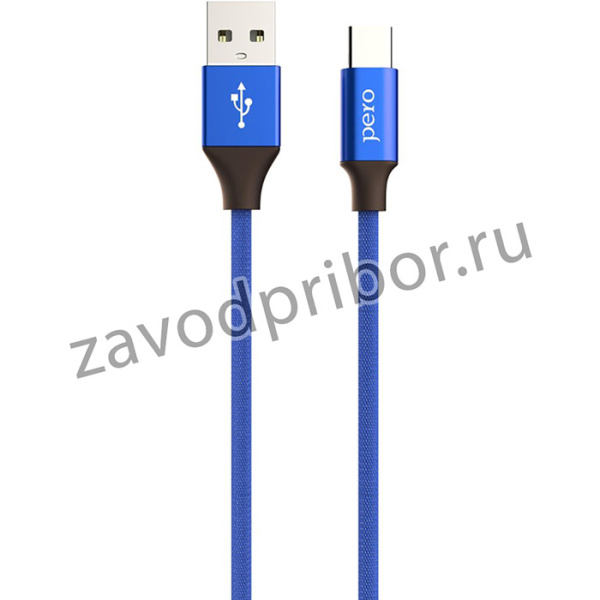 Кабель USB PERO DC-02 Type-C, 2А, 1м, синий