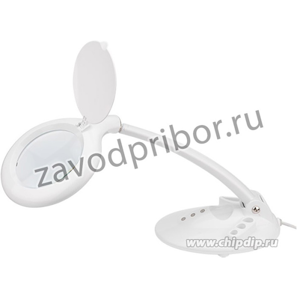 31-0261, Лупа настольная 3D с подсветкой 60 SMD LED, сенсорная регулировка яркости, VISAGISTE, _127мм, белая