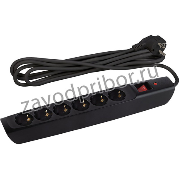 Сетевой фильтр ЭРА SFX-6es-2m-B с надежной защитой с заземлением с выключателем 6 розеток 2м 10А черный Б0044024