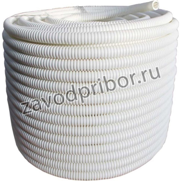 Гофротруба, ПВХ, лег. с зондом БЕЛАЯ -20 мм 100м ГФ-0100920-100