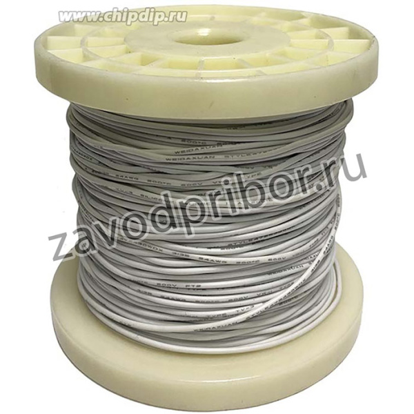 Провод силиконовый 28 AWG 0,08 мм кв катушка 100 м (белый)