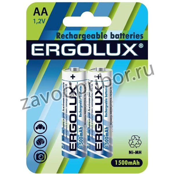 Аккумулятор AA Ni-MH 1.2В 1500мА.ч BL-2 металлик (блист.2шт) Ergolux 12975