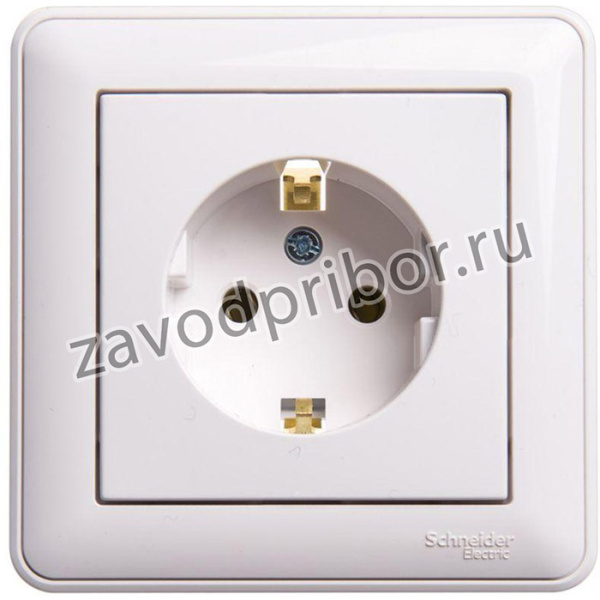 Розетка 1-м СП W59 16А IP20 с заземл. без защ. шторок бел. SE RS16-154-18