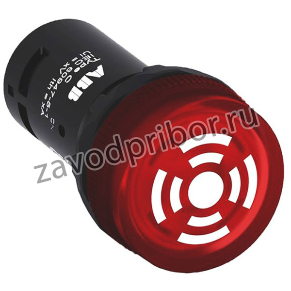 1SFA619600R6101 CB1-610R, Compact, Panel Mount Red LED Buzzer, 22mm Cutout, IP66, IP67, IP69K, Round, 24V ac/dc