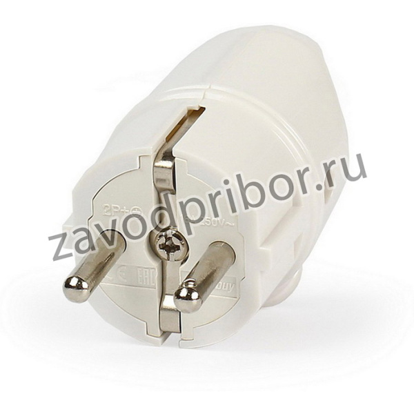 Вилка Smartbuy, с кольцом с заземлением белая 16А 250В (SBE-16-P03-w)