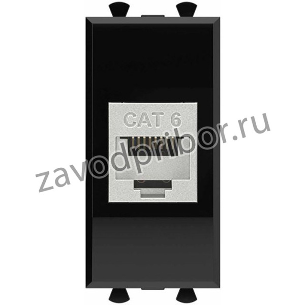Розетка компьютерная 1мод. Avanti "Черный квадрат" RJ45 модульная кат.6 экранир. DKC 4402791