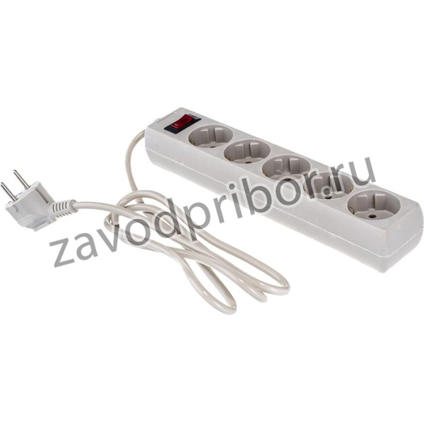 Сетевой фильтр SP-5-1.5G 5евро с заземл., 1.5м,з/п., выкл. с подсвет,серый 266862