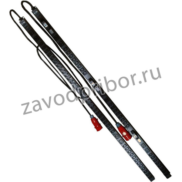 Блок распределения питания Lanmaster TWT-PDVI3-6X24-CB-32 верт.размещ. 6xC19 24xC13 с пофазным измерением энергии 32A IEC 309 2м