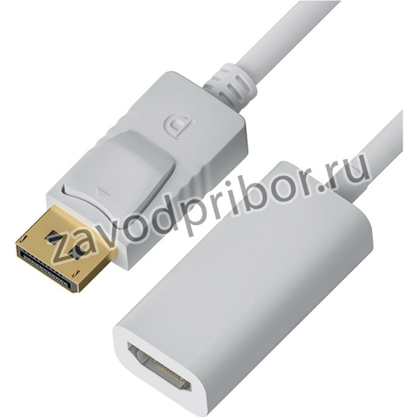 GCR-ADP2MHDW, GCR Переходник 0.1m DisplayPort 1.2 / HDMI 1.4, М/F, однонаправленный, белый