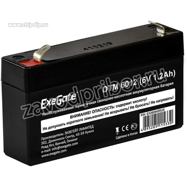АКБ ExeGate DTM 6012 (6V 1.2Ah, клеммы F1)
