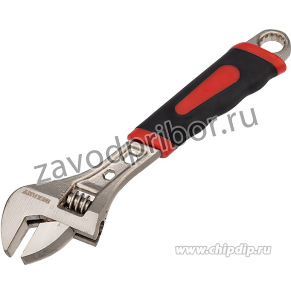 12-4673, Разводной ключ 200мм никелированный, двухкомпонентная рукоятка