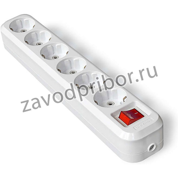 Колодка удлинителя 6-м с заземл. с выкл. АБС-пластик еврослот UNIVersal S306