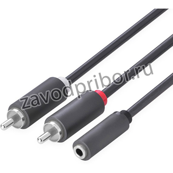 GCR-51843, GCR Кабель-переходник 2.0m аудио jack 3,5mm / 2 х RCA, черный