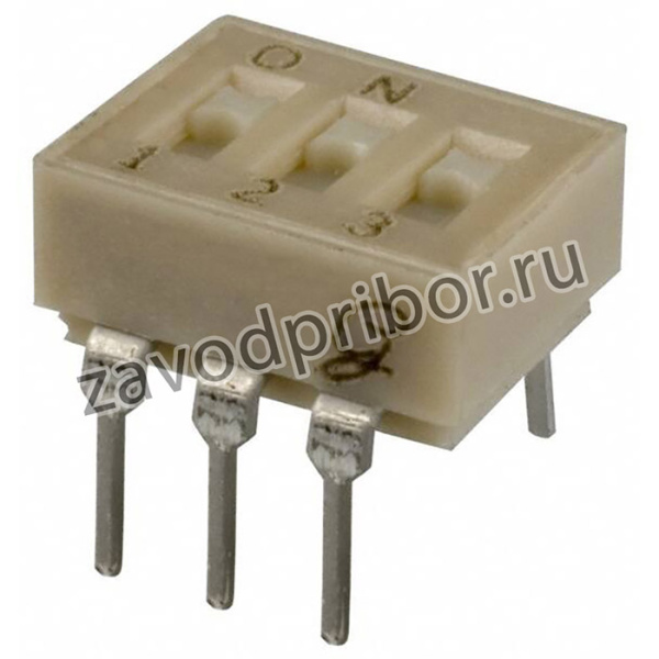 90B03ST, Switch DIP ON OFF SPST 3 Recessed Slide 0.15A 30VDC PC Pins 2000Cycles 2.54mm Thru-Hole Tube