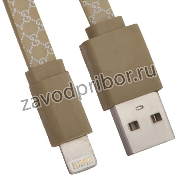 USB Дата-кабель для Apple Lightning 8-pin плоский Gucci 1 метр (желтый)