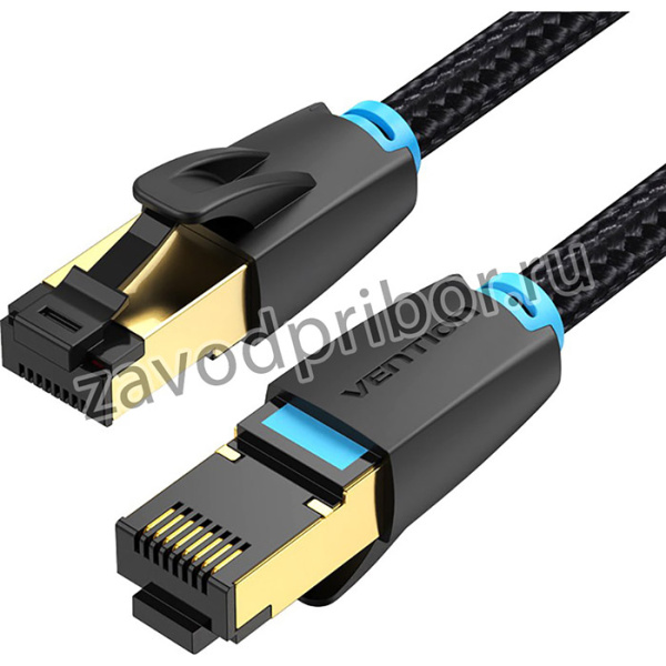 Vention IKGBJ, Патч-корд Vention прямой SFTP cat.8 RJ45 - 5м. Черный Тканевая оплетка