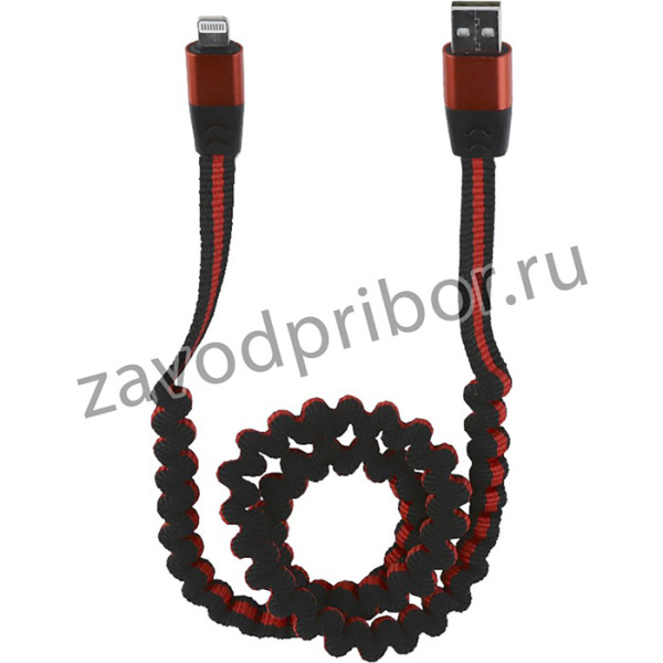 USB кабель "LP" для Apple Lightning 8 pin тянучка 0.75-1.2м черный