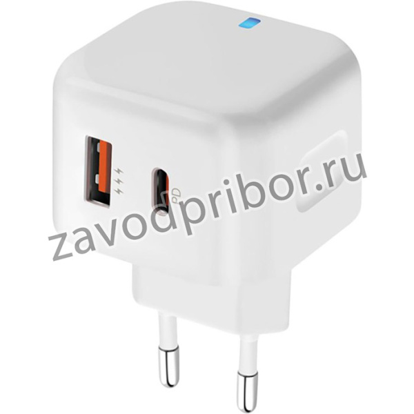 Зарядное устройство сетевое PERO TC10 USB-C 20W + USB-A Fast Charge белый