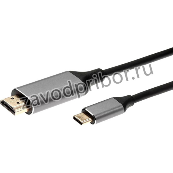 Кабель AOpen USB 3.1 Type-C M/HDMI M (ACU423MC-1.8M), Кабель USB 3.1 Type-Cm -- HDMI A(m) 4K@60Hz,1.8m,Alum, iOpen(Aopen/Qust) ACU423MC-1.8