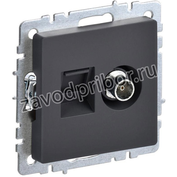 Розетка двойная IEK BRITE TV+RJ45 кат.5E РТВ/РК12-БрГ графит