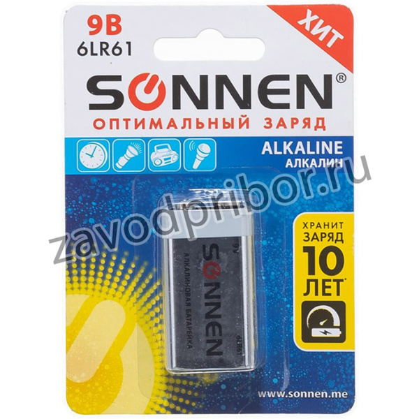 Батарейка Alkaline, Крона алкалиновая, 1 шт., в блистере, 451092