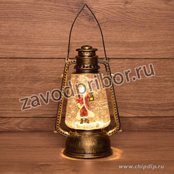 501-066, Декоративный LED-фонарь с эффектом снегопада и подсветкой Санта-Клаус USB, теплое белое свечение NEO