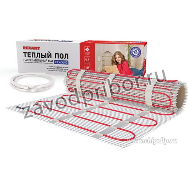 51-0512-2, Теплый пол, нагревательный мат Classic RNX-7-1050 7м2, 0,5х14м, 1050Вт двухжильный, с экраном