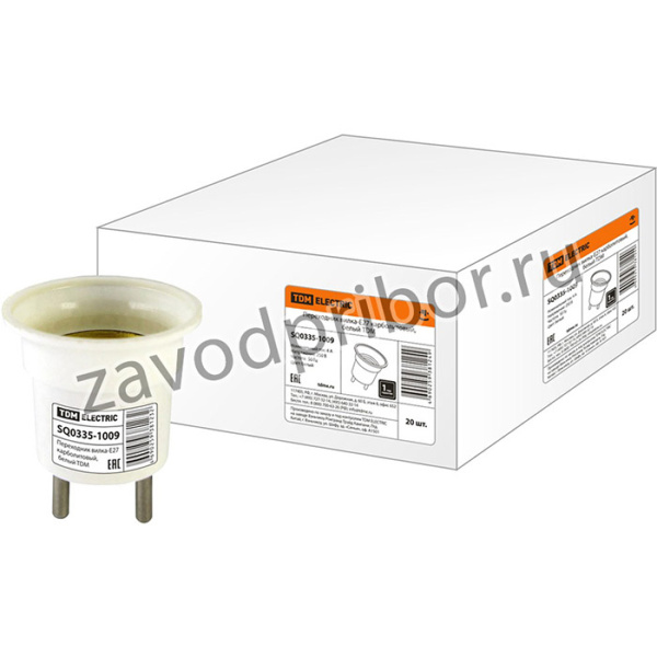 Переходник вилка-Е27 карболитовый, белый TDM