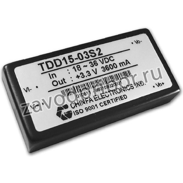 TDD15-12S2, DC/DC преобразователь, 15Вт, вход 18-36В, выход 12В/1.25A