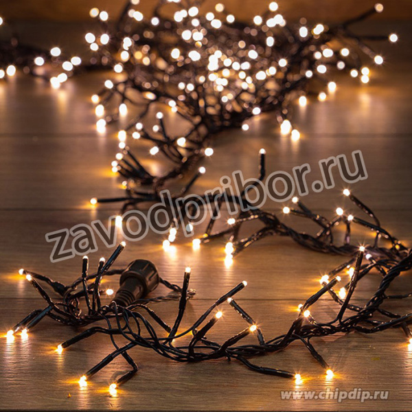 303-626, Гирлянда Кластер LED 3 м, темно-зеленый ПВХ IP20, 288 диодов, цвет теплый белый