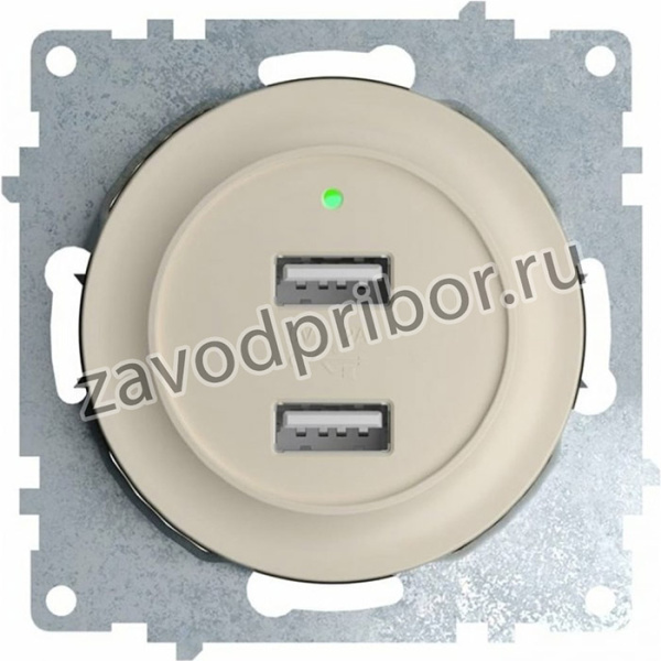 Двойная USB розетка с подсветкой OneKeyElectro, цвет бежевый 2260090